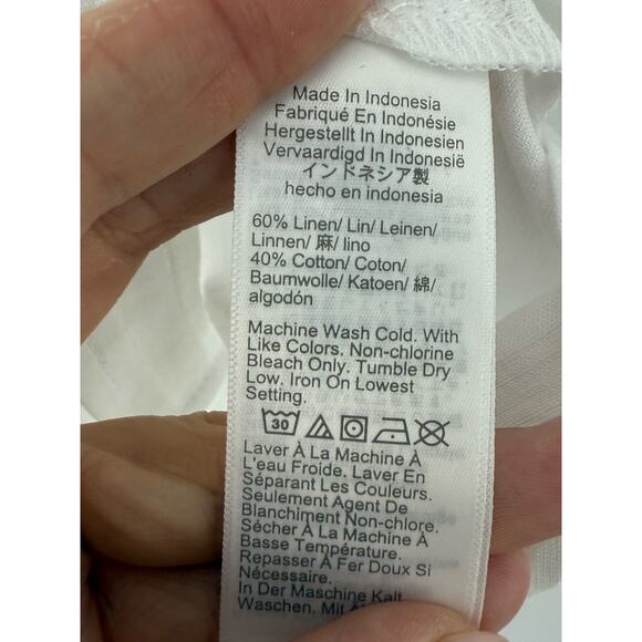 J.Crew Factory Linen Blend Shirt Women XS White Button Up Signature Fit Coastal - Picture 7 of 7